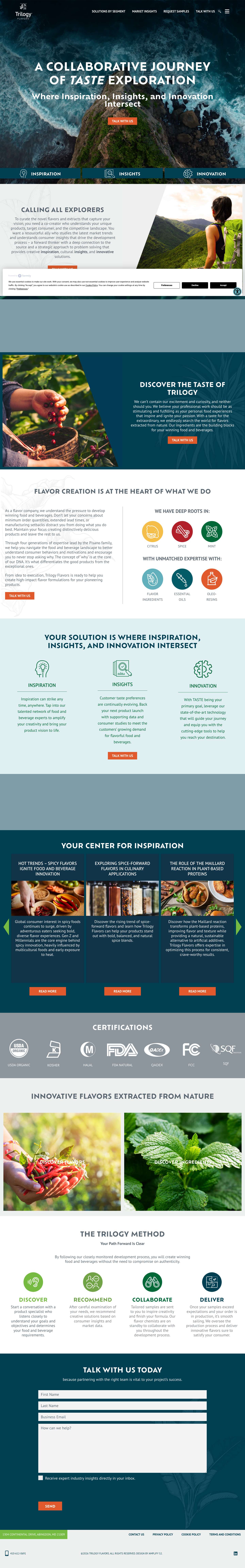 Trilogy Flavors | Flavor Company | Food Flavor Manufacturer - Full Screenshot