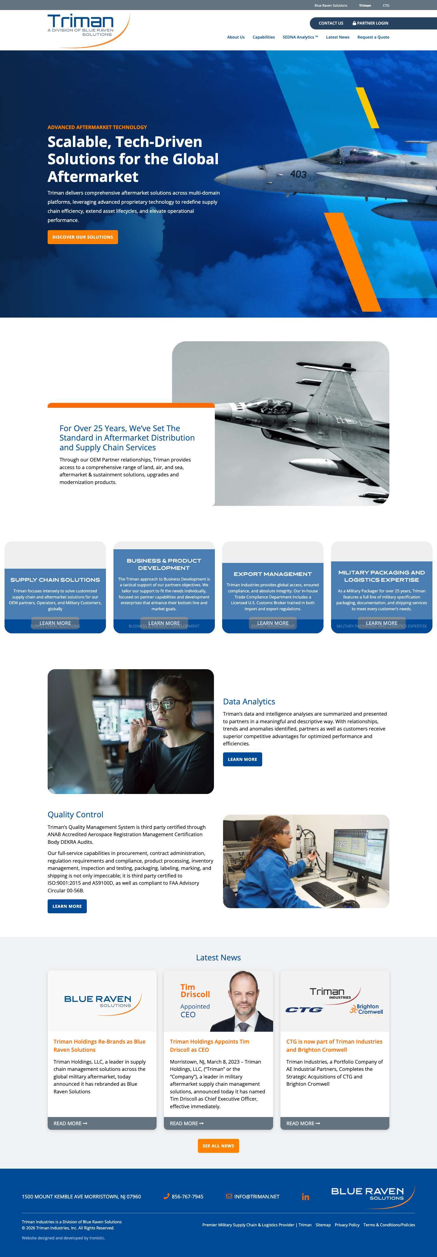 Premier Military Supply Chain & Logistics Provider | Triman - Triman Industries - Full Screenshot