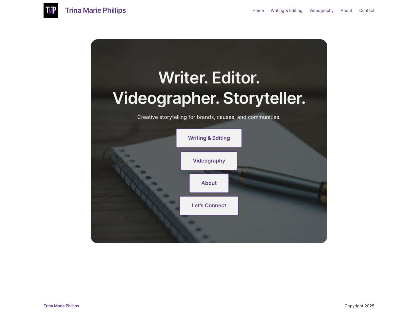 Trina Marie Phillips – I believe the best stories — whether visual or written — are the ones that connect people to possibility. - Full Screenshot