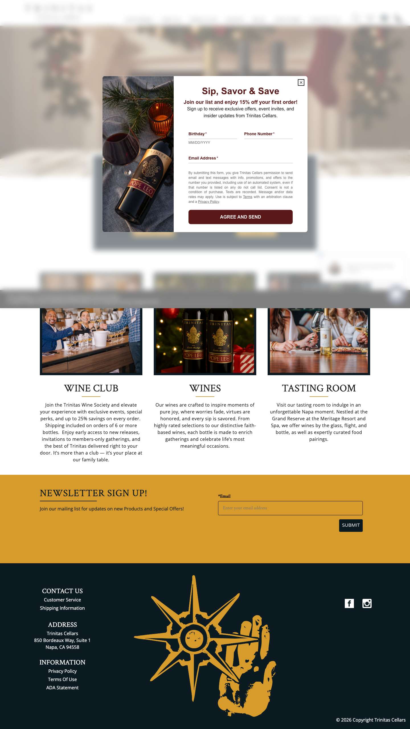 Trinitas Cellars | Christian Wine Brand | Napa Valley - Full Screenshot