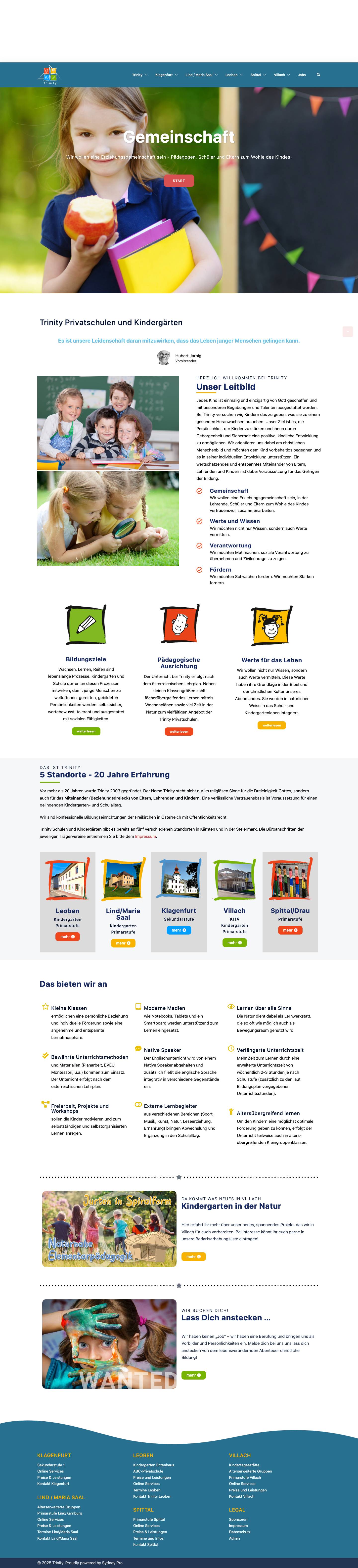 Trinity – Kindergärten und Schulen mit Herz - Full Screenshot