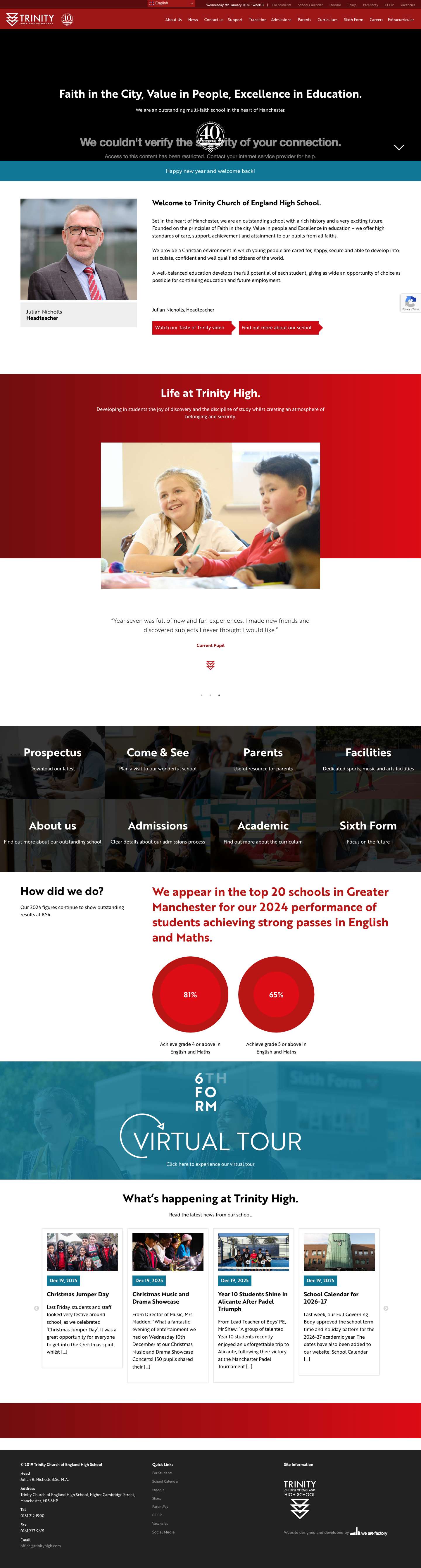 Homepage - Trinity High MCR - Full Screenshot