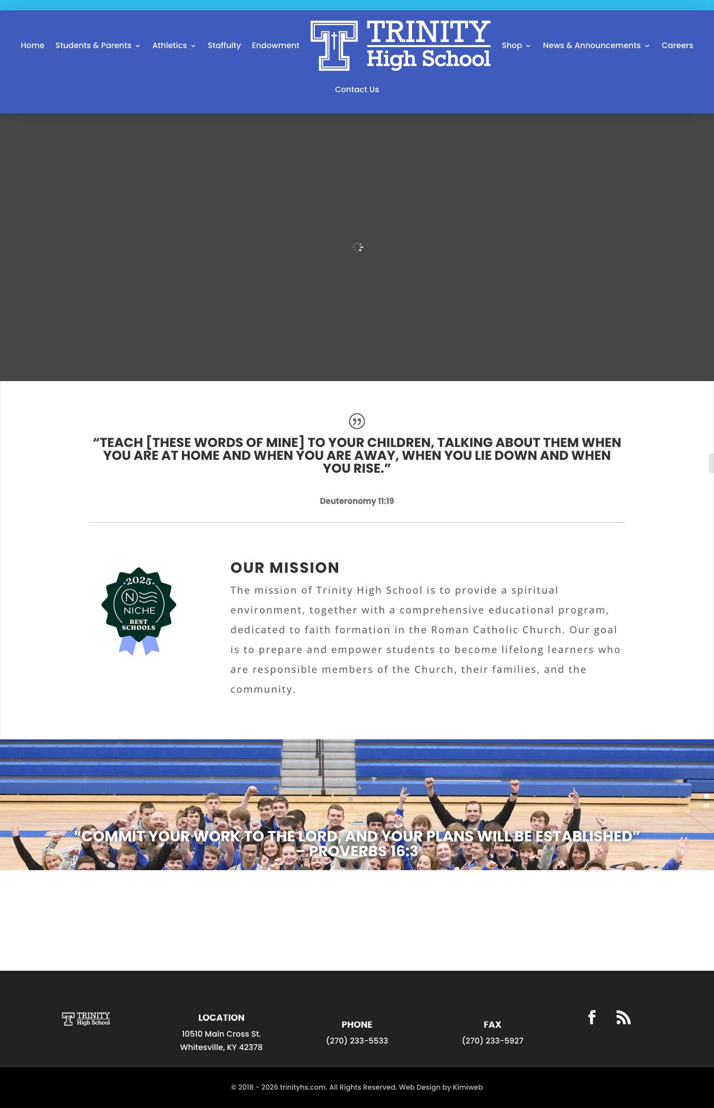 Trinity High School | Catholic High School located in Whitesville, KY - Full Screenshot