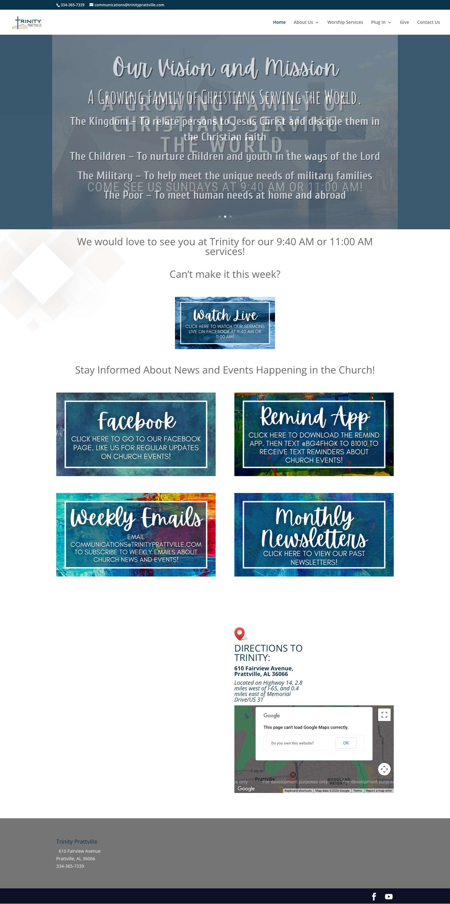 Trinity Prattville Church | A Growing Family of Christians Serving Christ - Full Screenshot