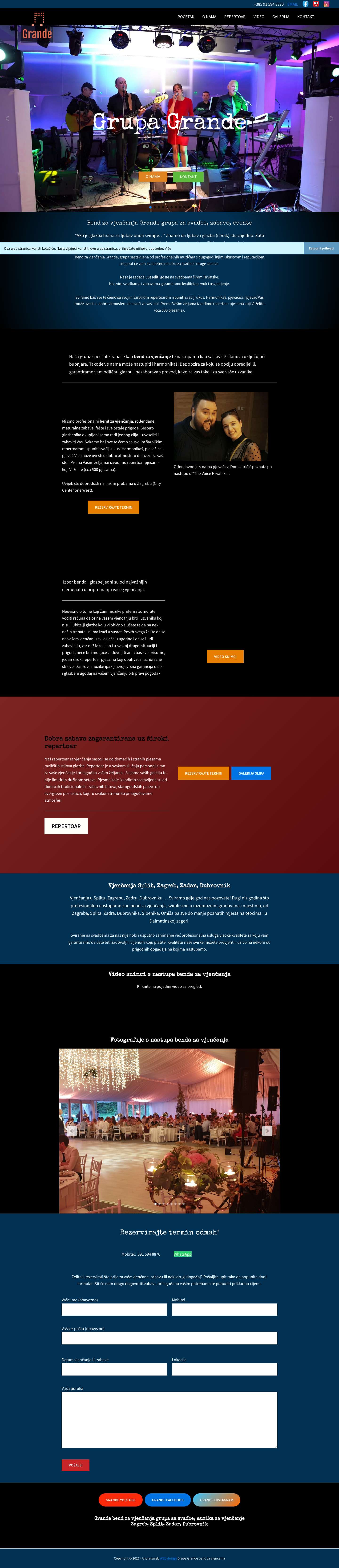 Bend Za Vjenčanja Grande | Grupa Za Svadbe - Full Screenshot