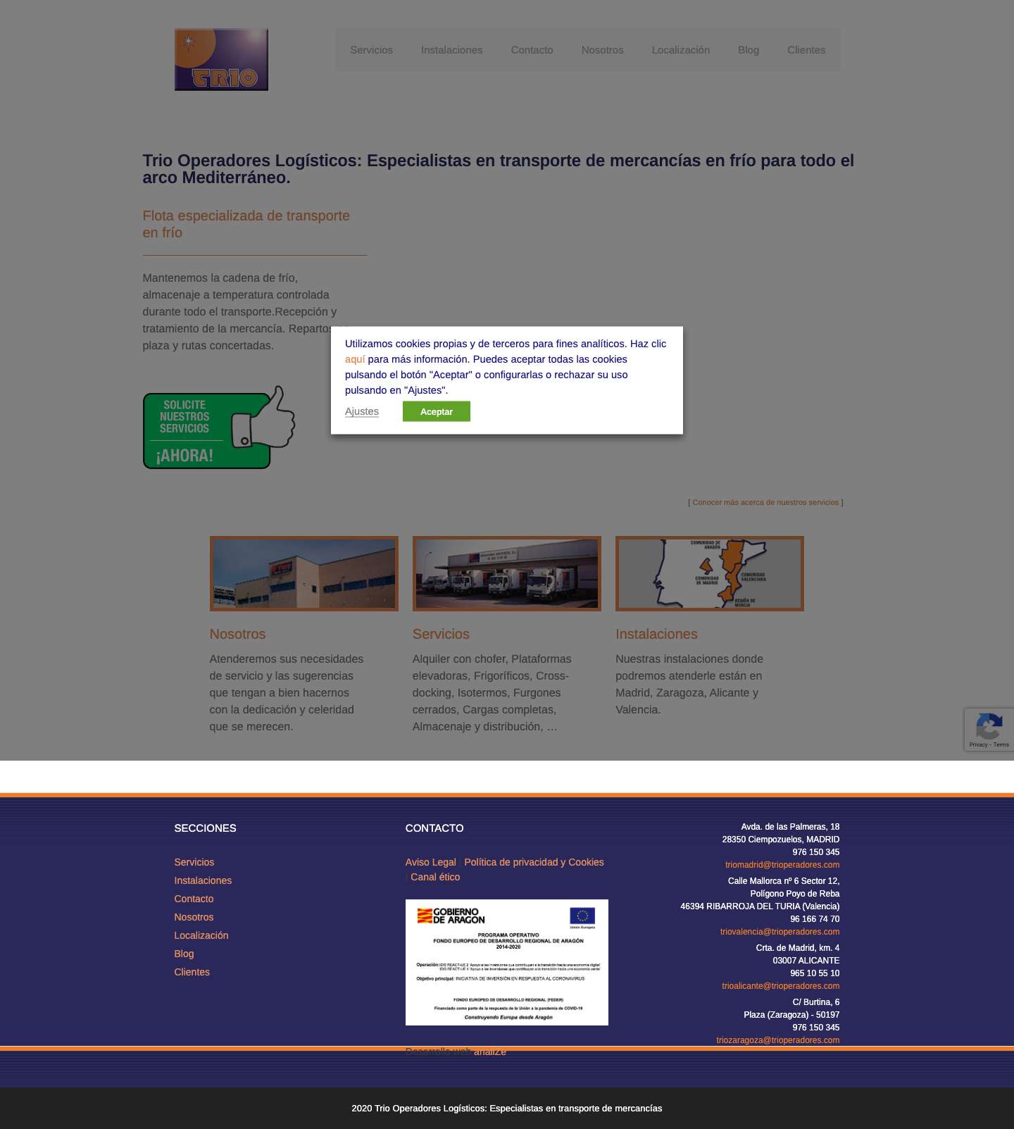 Trio Operadores Logísticos: Especialistas en transporte de mercancías - Full Screenshot