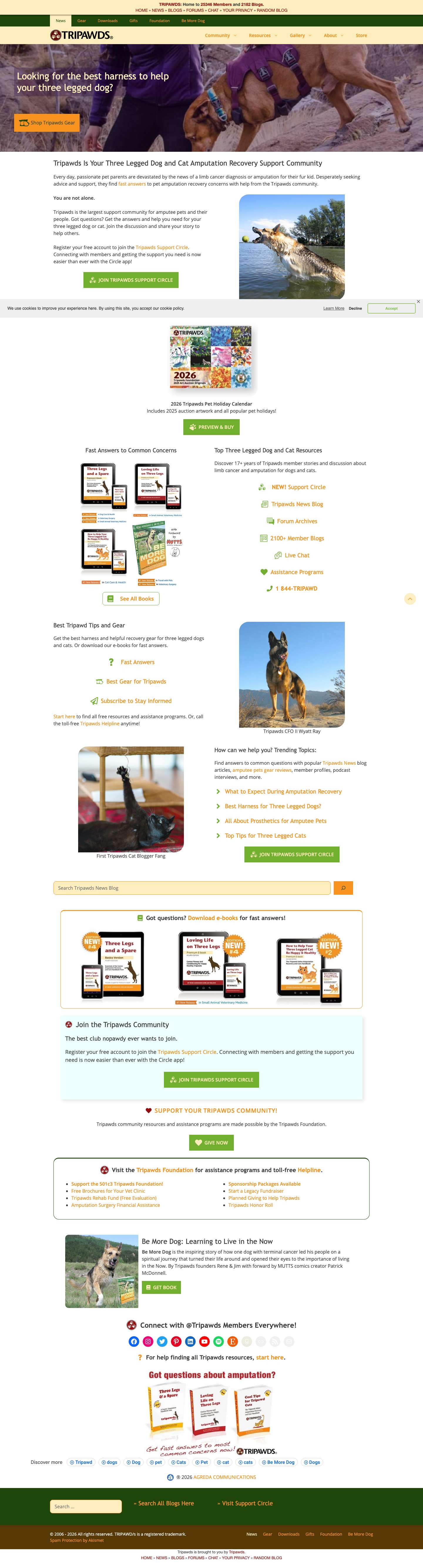 Tripawds Three Legged Dog and Cat Support Community - Full Screenshot
