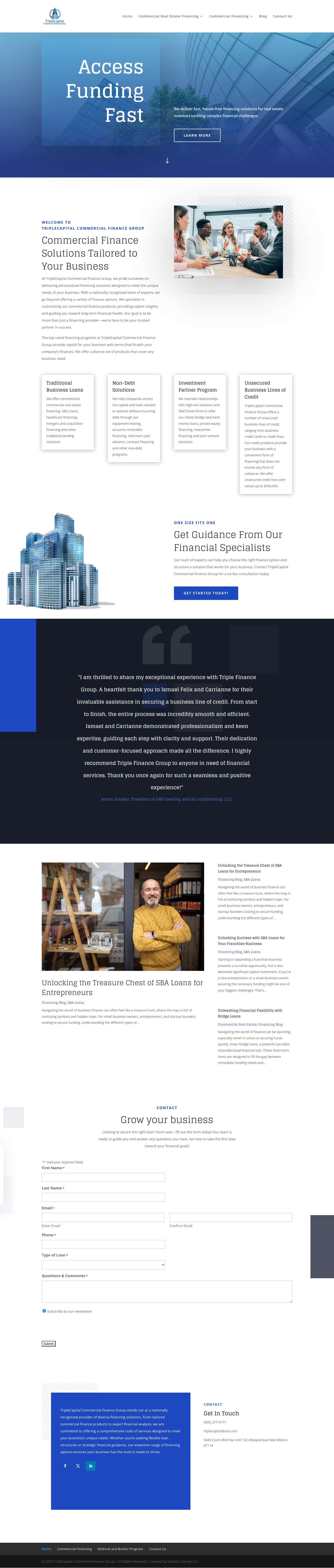 Commercial Finance Solutions Tailored to Your Business - TripleCapital Commercial Finance Group - Full Screenshot