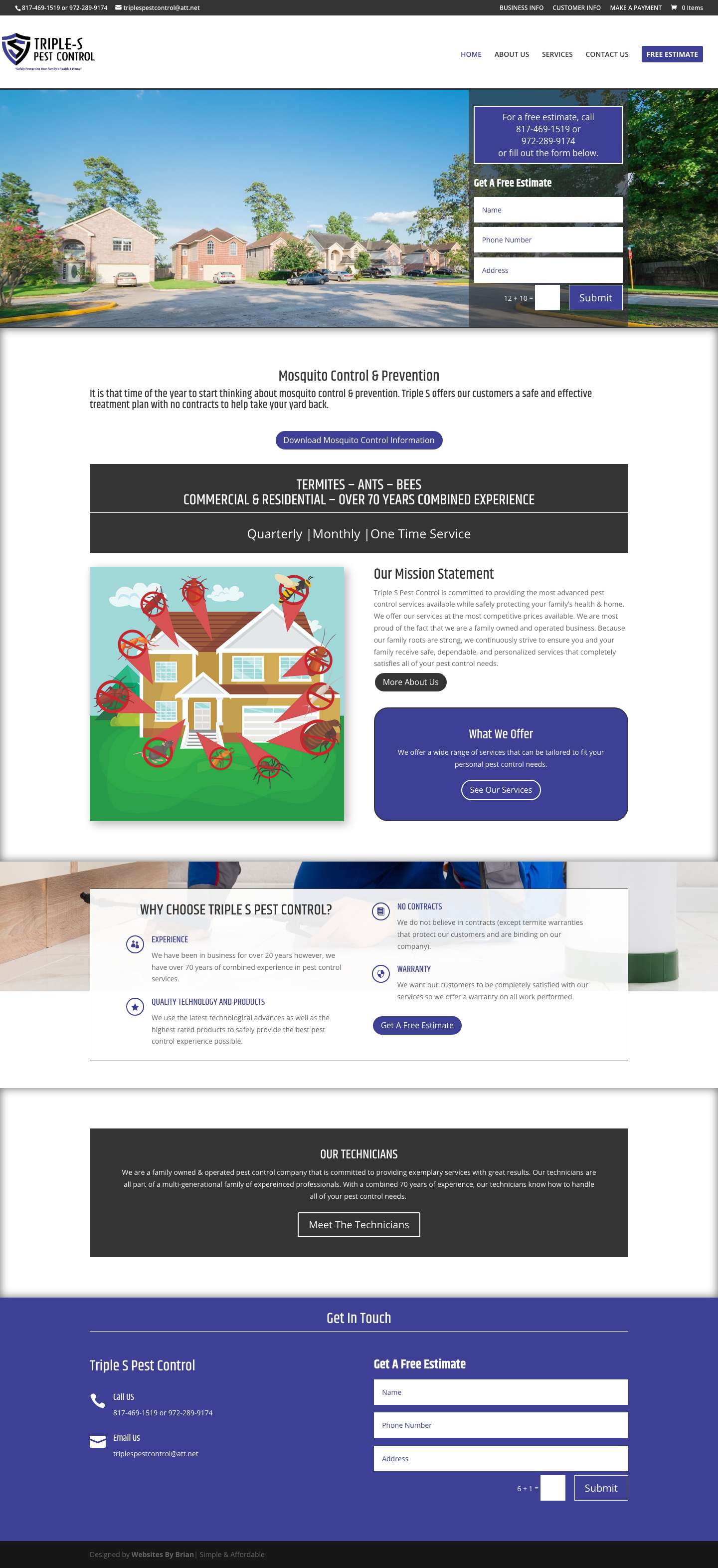 Triple S Pest | Residential Pest Control | Arlington, TX - Full Screenshot