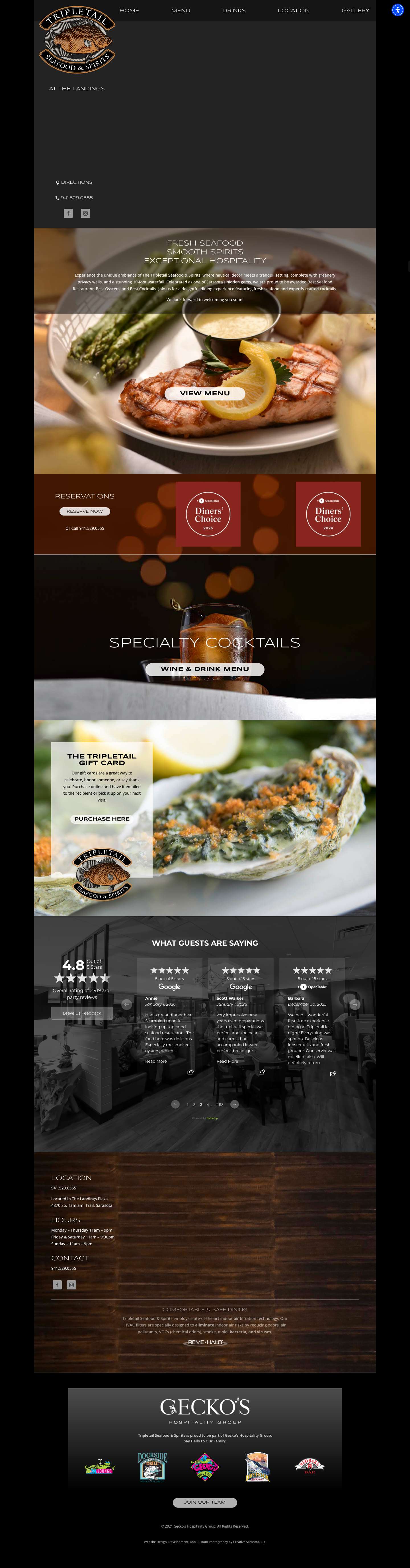 Tripletail Seafood & Spirits | at The Landings in Sarasota Florida - Full Screenshot