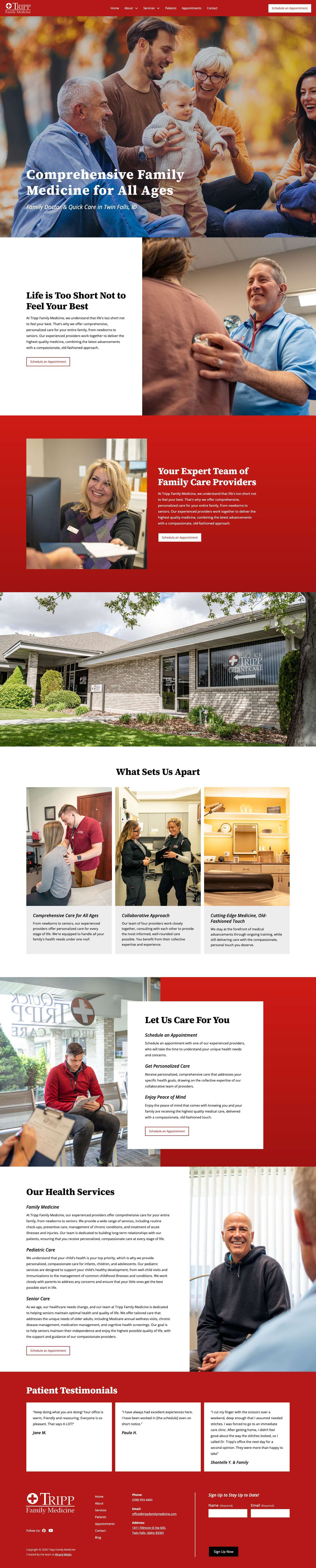 Tripp Family Medicine | Family Doctor Twin Falls, ID - Full Screenshot