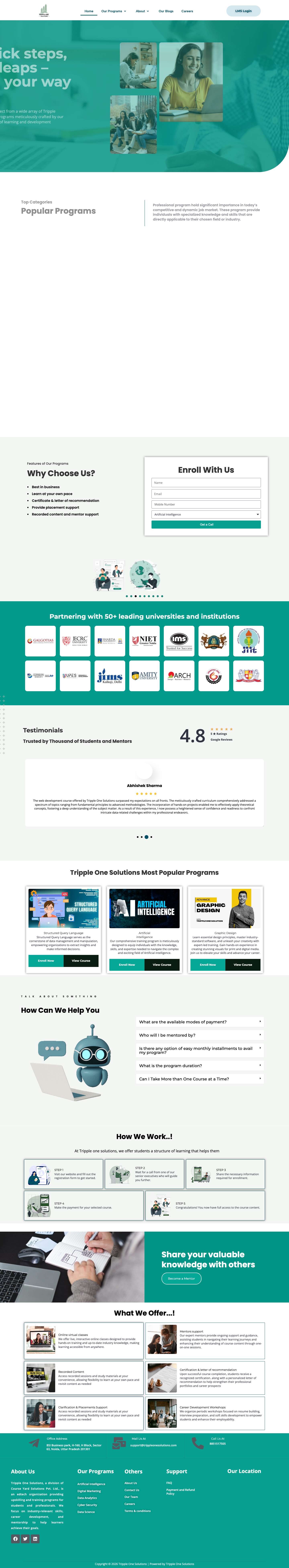 Tripple One Solutions – Best AI Courses & Certificates Online | Best Courses & Certificates Online in India - Full Screenshot