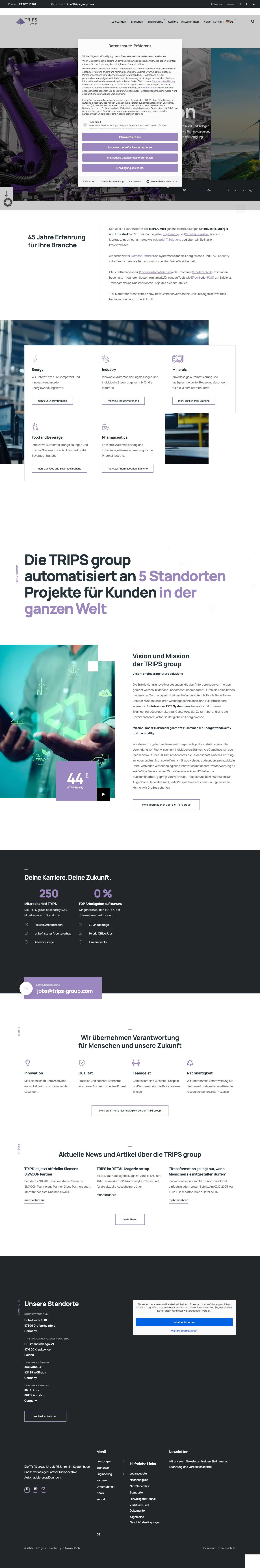 TRIPS group I Process and Factory Automation I Industrial IT Solutions - Full Screenshot