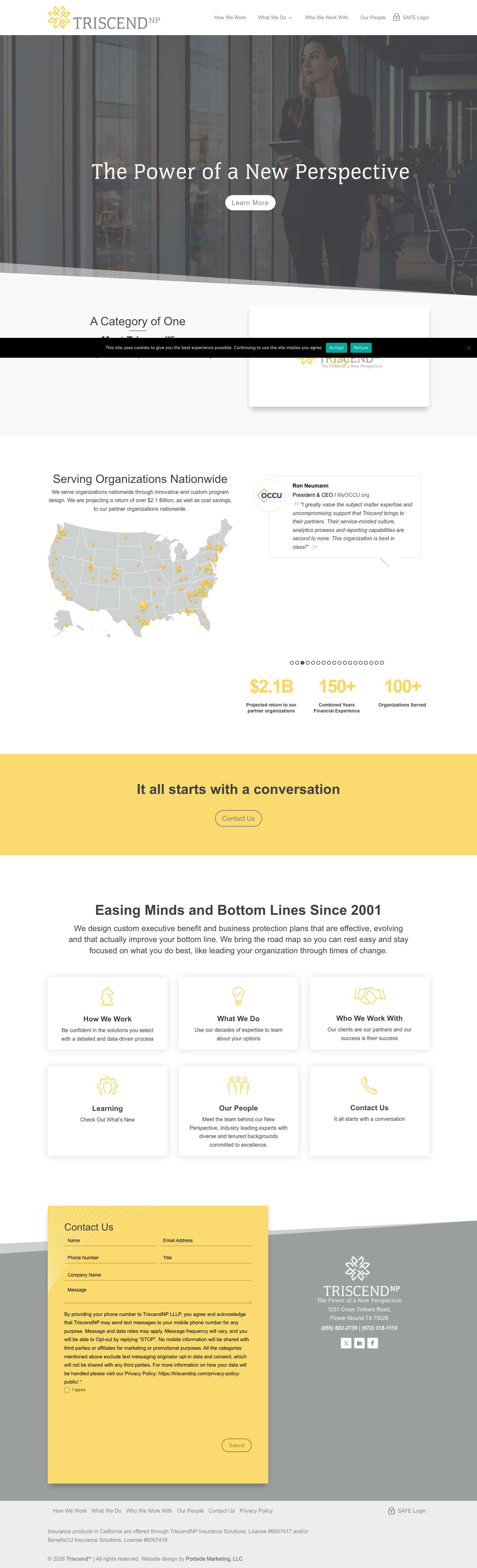 TriscendNP | Easing Minds and Bottom Lines Since 2001 - Full Screenshot