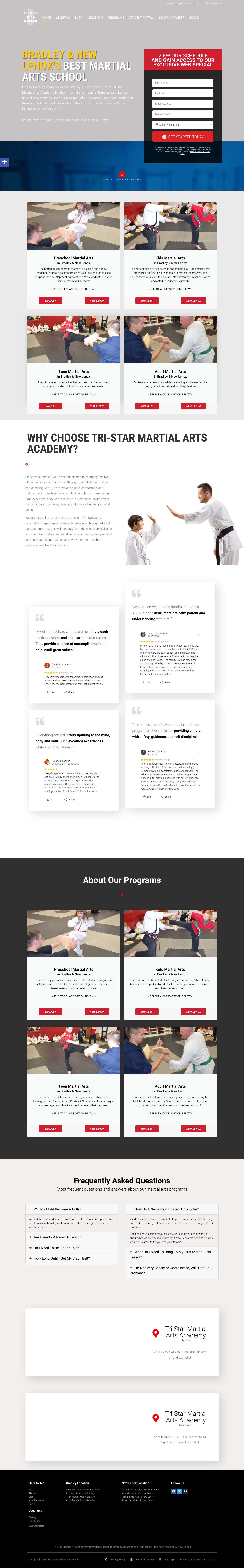 Martial Arts School Near Me in Bradley & New Lenox | Tri-Star Martial Arts Academy - Full Screenshot