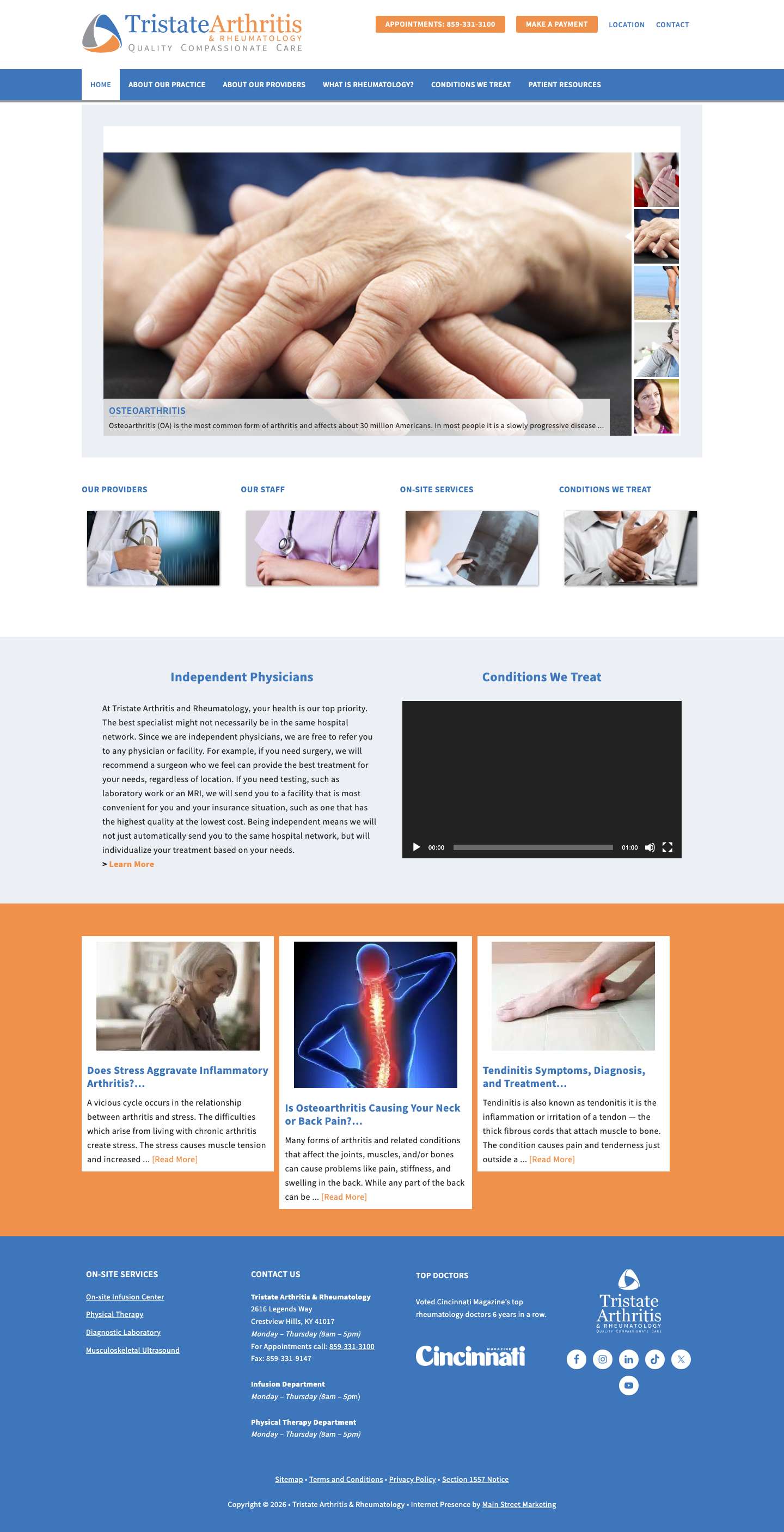 About Our Rheumatology Practice | Tristate Arthritis & RheumatologyFacebookInstagramLinkedInTikTokTwitterYouTube - Full Screenshot