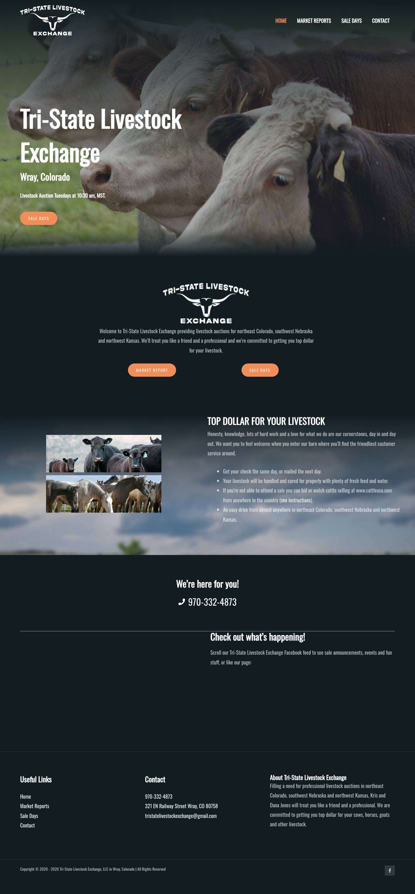 Tri-State Livestock Exchange, LLC in Wray, Colorado – Livestock Sales in Northeastern Colorado - Full Screenshot