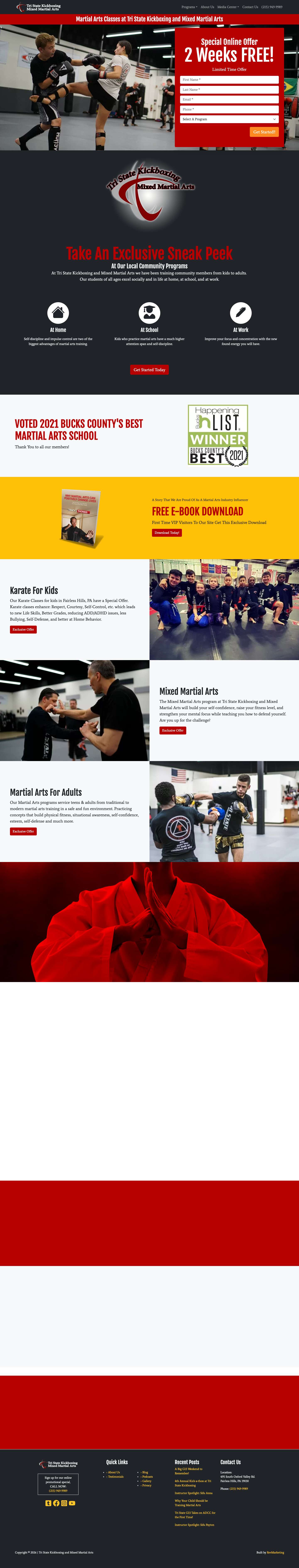 Martial Arts Classes at Tri State Kickboxing and Mixed Martial Arts - Full Screenshot