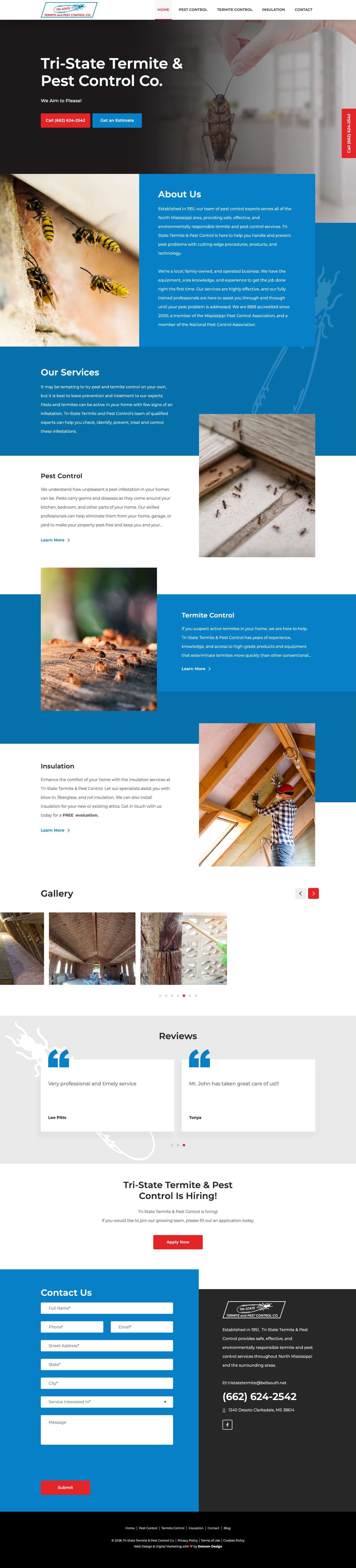 Pest Control Company in Clarksdale | Tri-State Termite & Pest Control - Full Screenshot