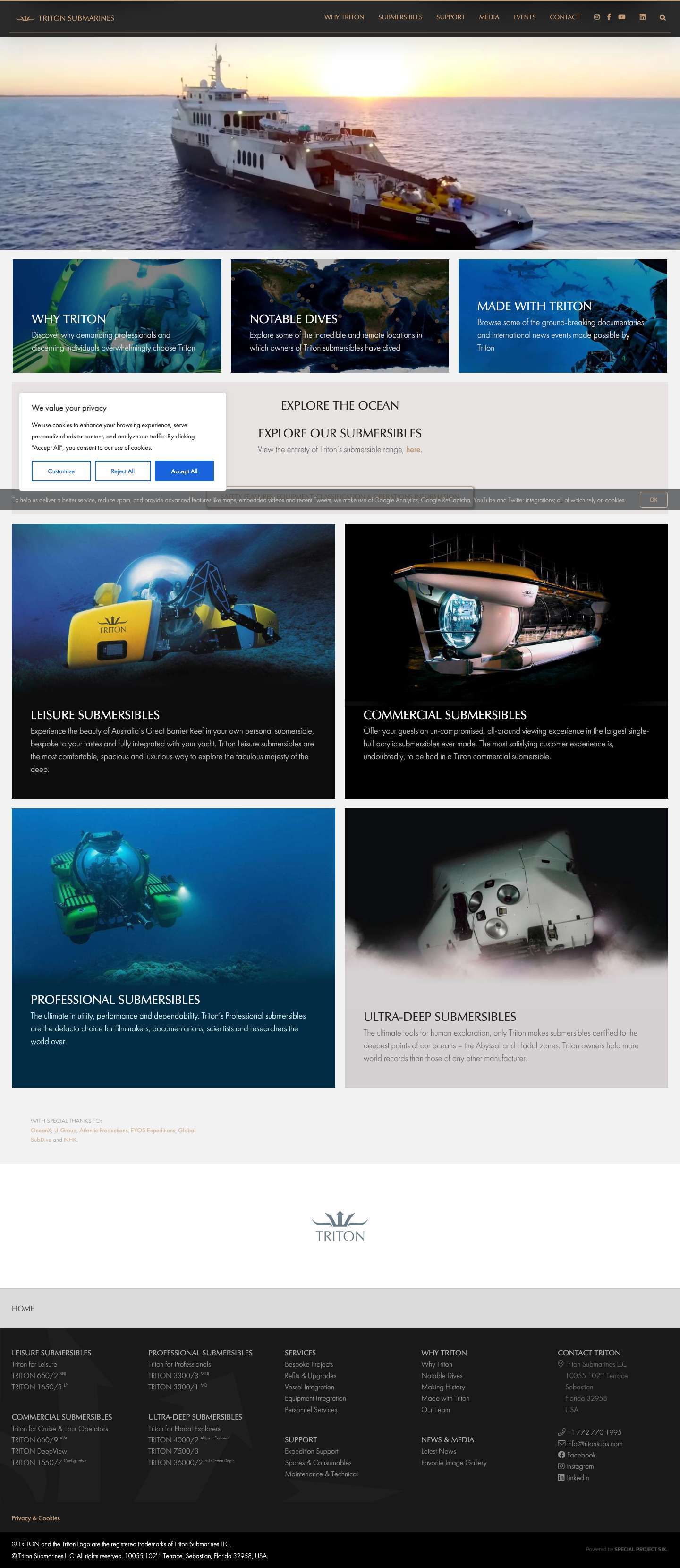 Triton Submarines - The World's Finest Submersibles - Full Screenshot