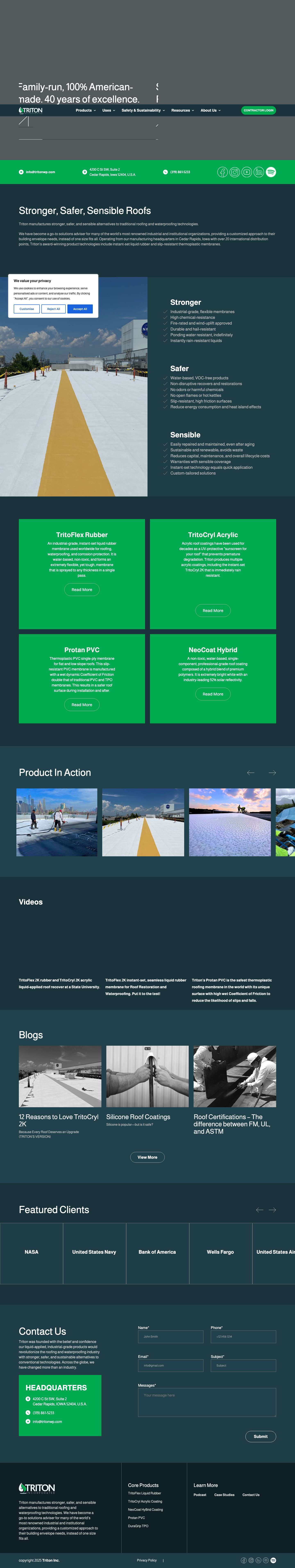 Stronger, Safer Roof Products - Triton Inc. - Full Screenshot