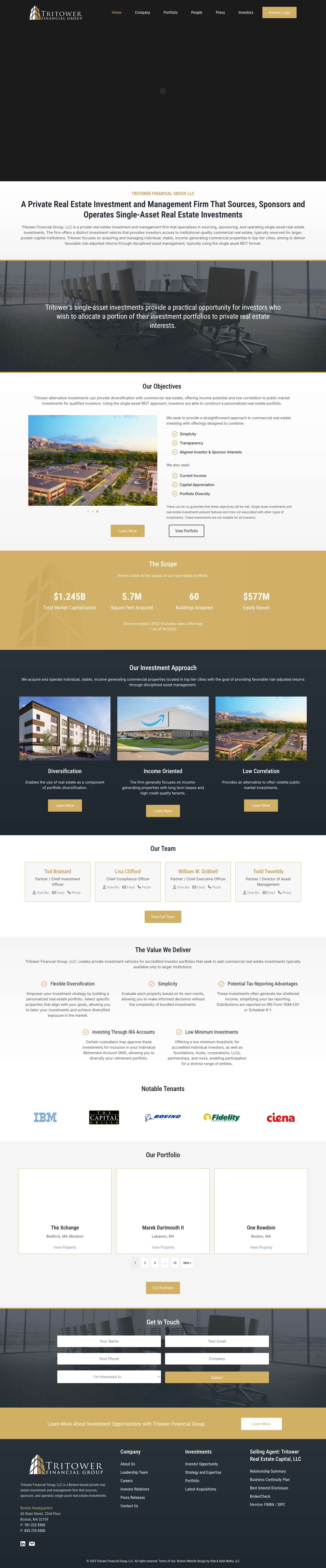 Boston's Leader in Private Real Estate Investment & Management - Tritower Financial Group - Full Screenshot