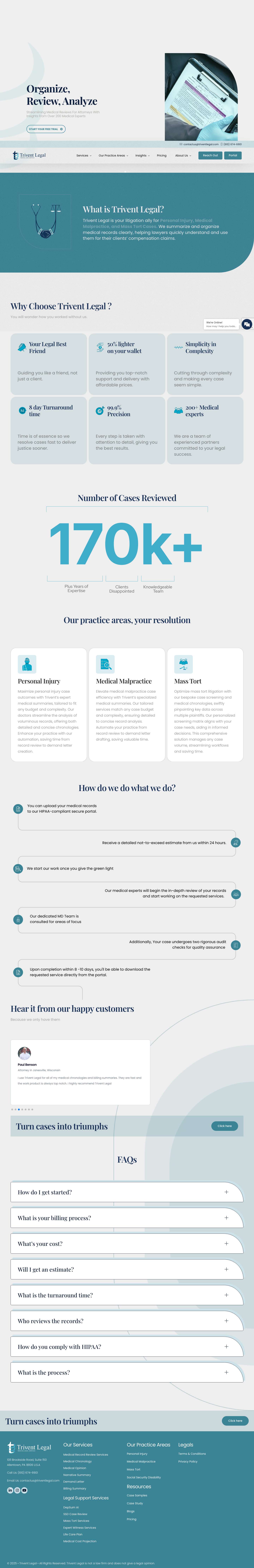 Legal Medical Record Review, Pre-Litigation and Litigation Support Services | Trivent Legal - Full Screenshot