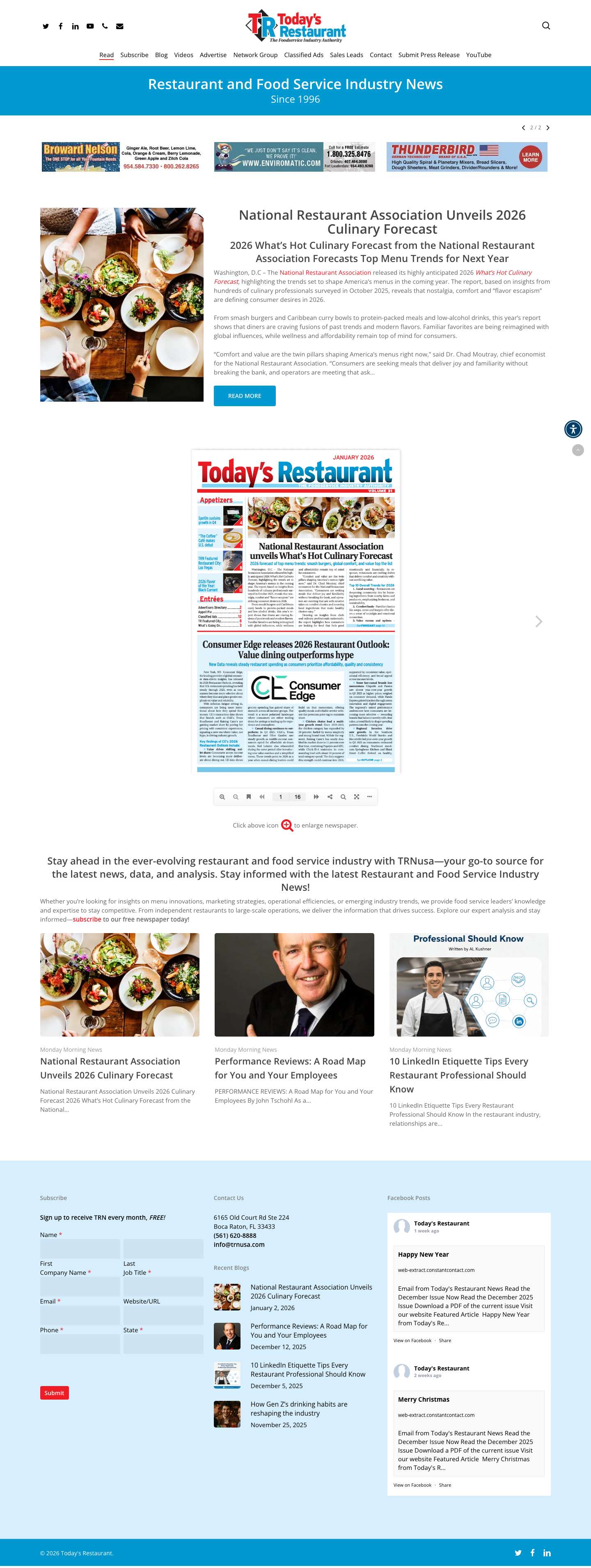 Restaurant and Food Service Industry News | TRNusa.com - Full Screenshot