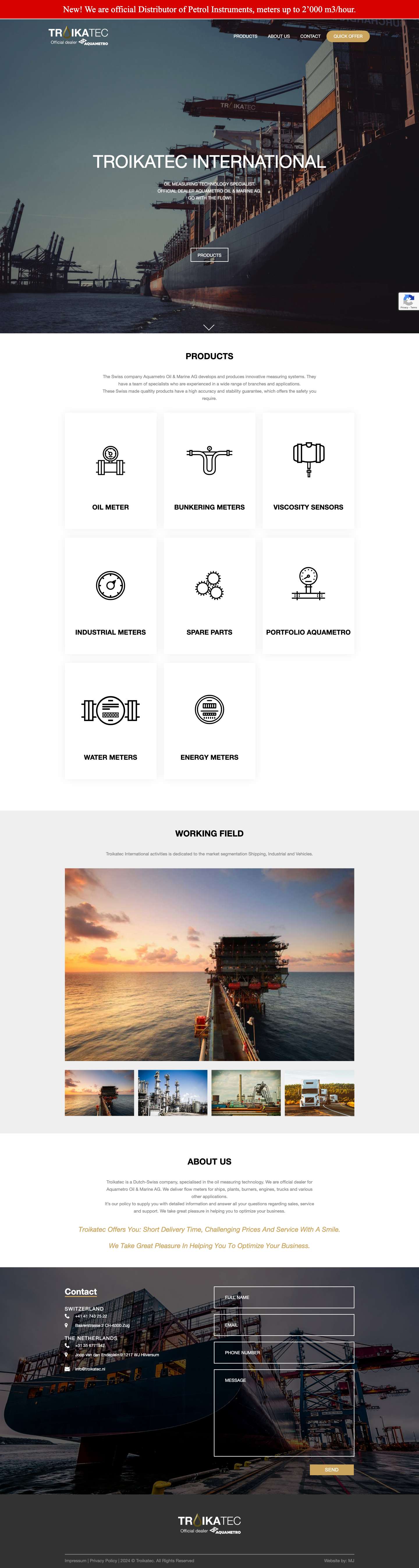 Troikatec - Official dealer Aquametro Oil @ Marine - Full Screenshot