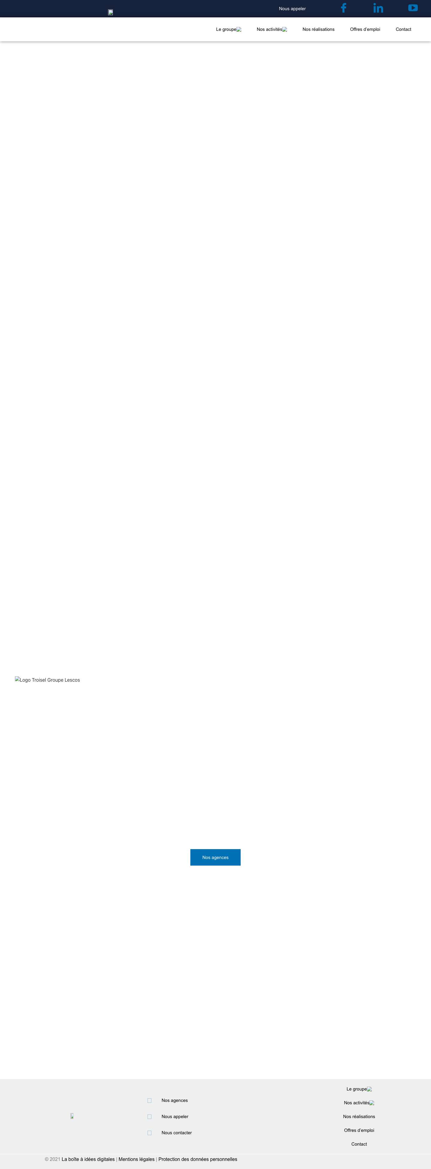 Troisel Groupe Lescos, constructions et charpentes métalliques - Full Screenshot