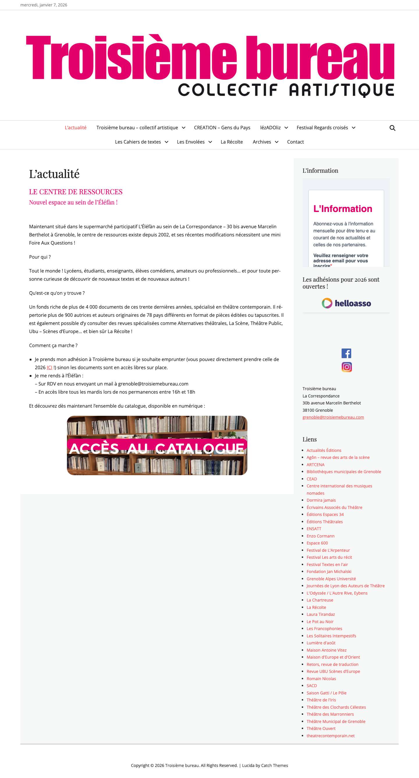 Troisième bureau – Théâtre contemporain - Full Screenshot