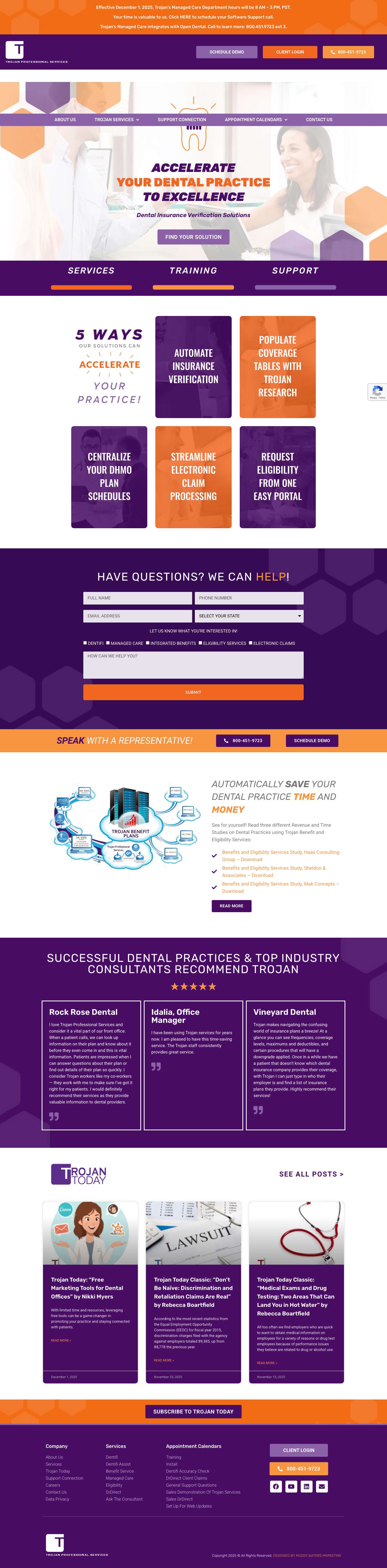 Dental Insurance Verification Company | Trojan - Full Screenshot