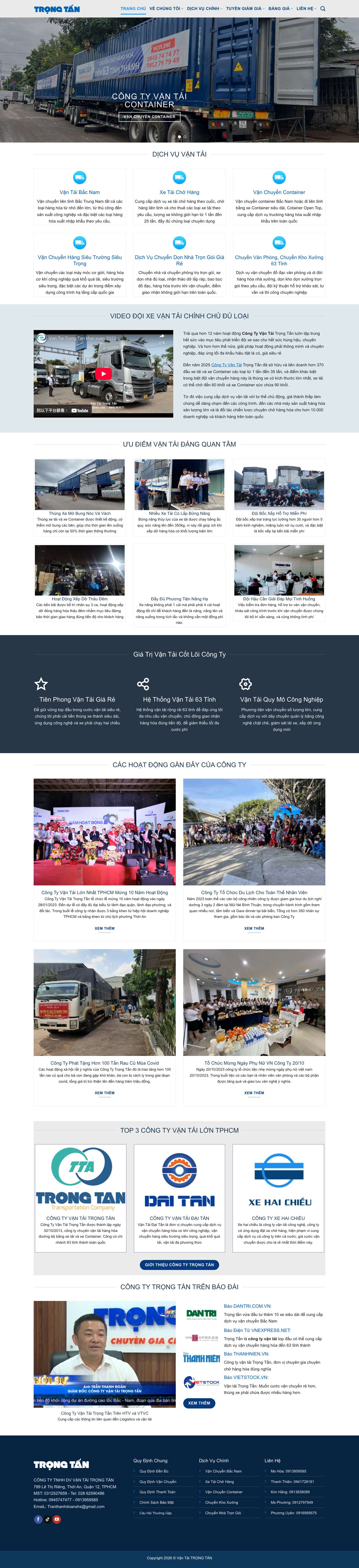 Công Ty Vận Tải TRỌNG TẤN - Vận Chuyển GIÁ RẺ - Full Screenshot