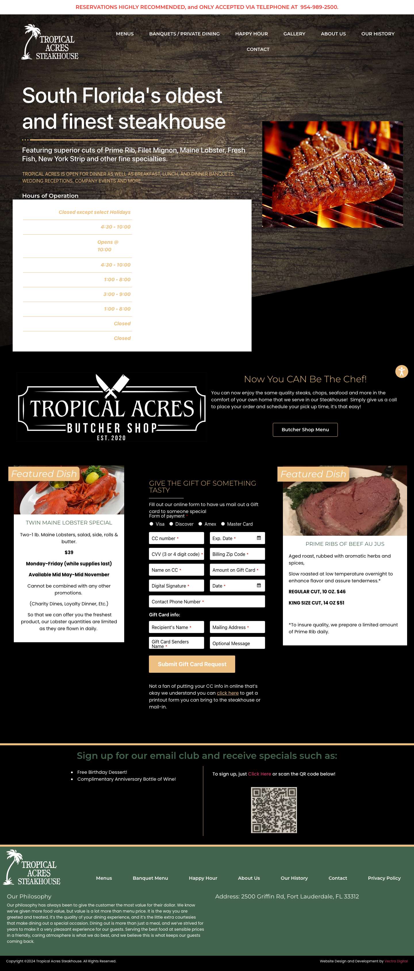 Home - Tropical Acres Steakhouse - Full Screenshot