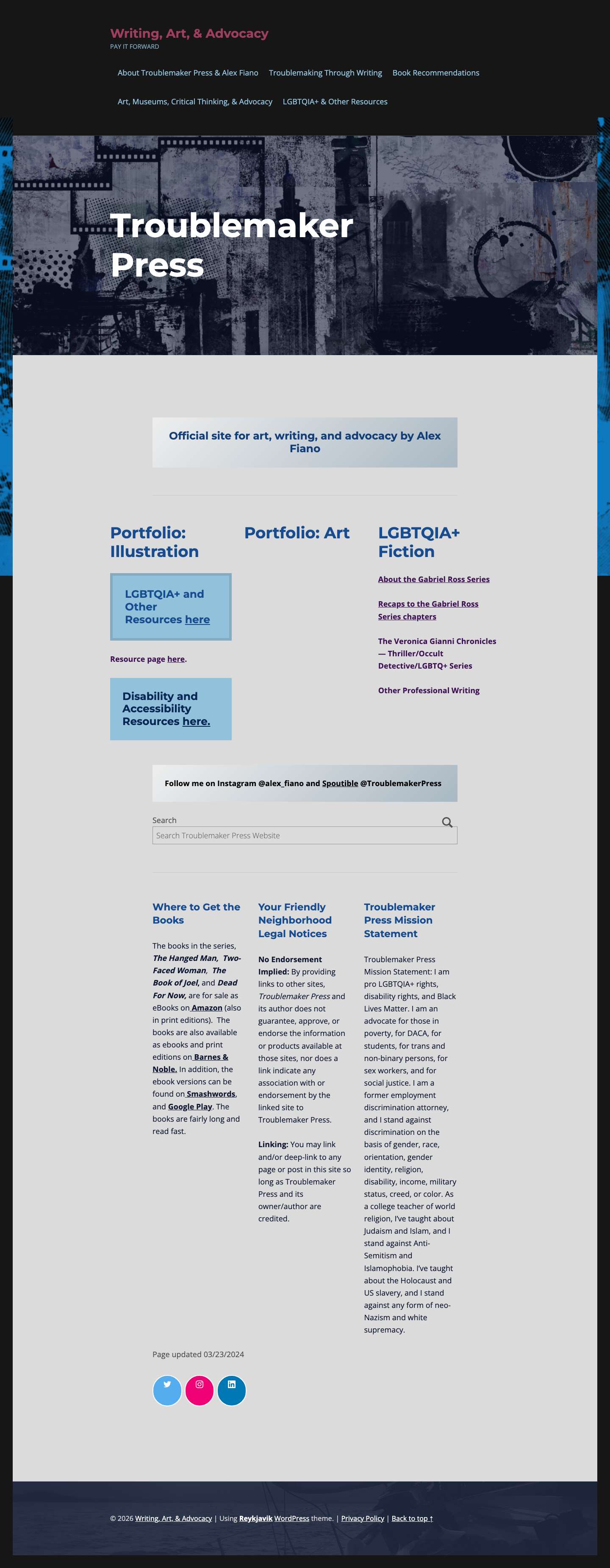 Writing, Art, & Advocacy – Pay it Forward - Full Screenshot