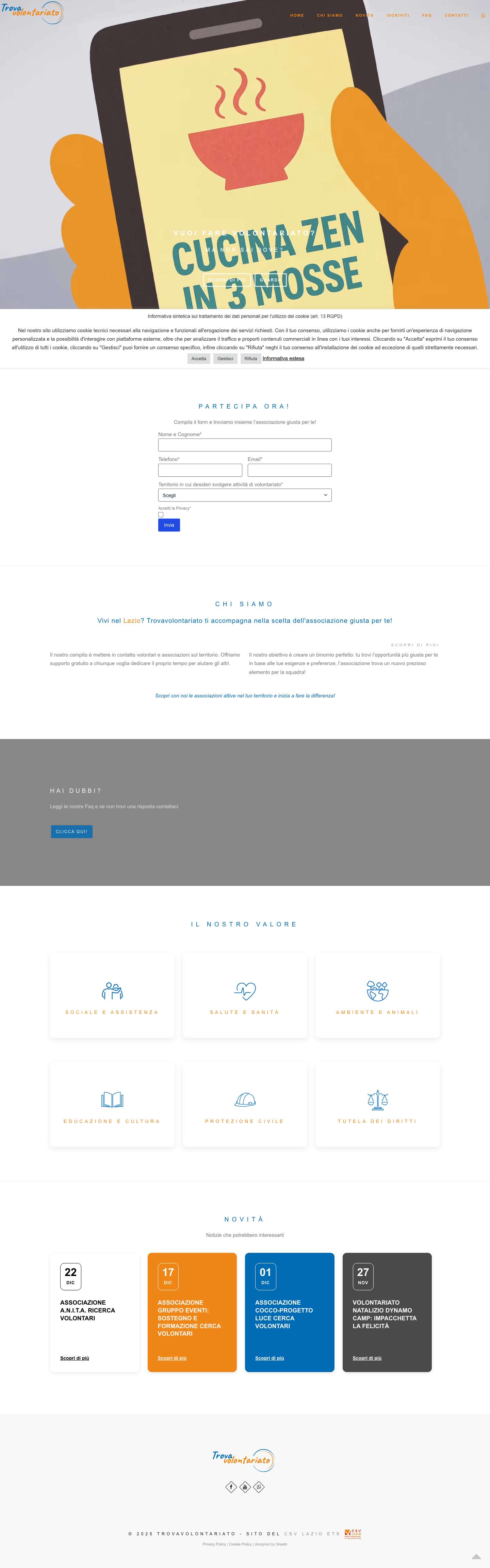 Trovavolontariato, Fare volontariato a Roma e nel Lazio - Trovavolontariato - Full Screenshot