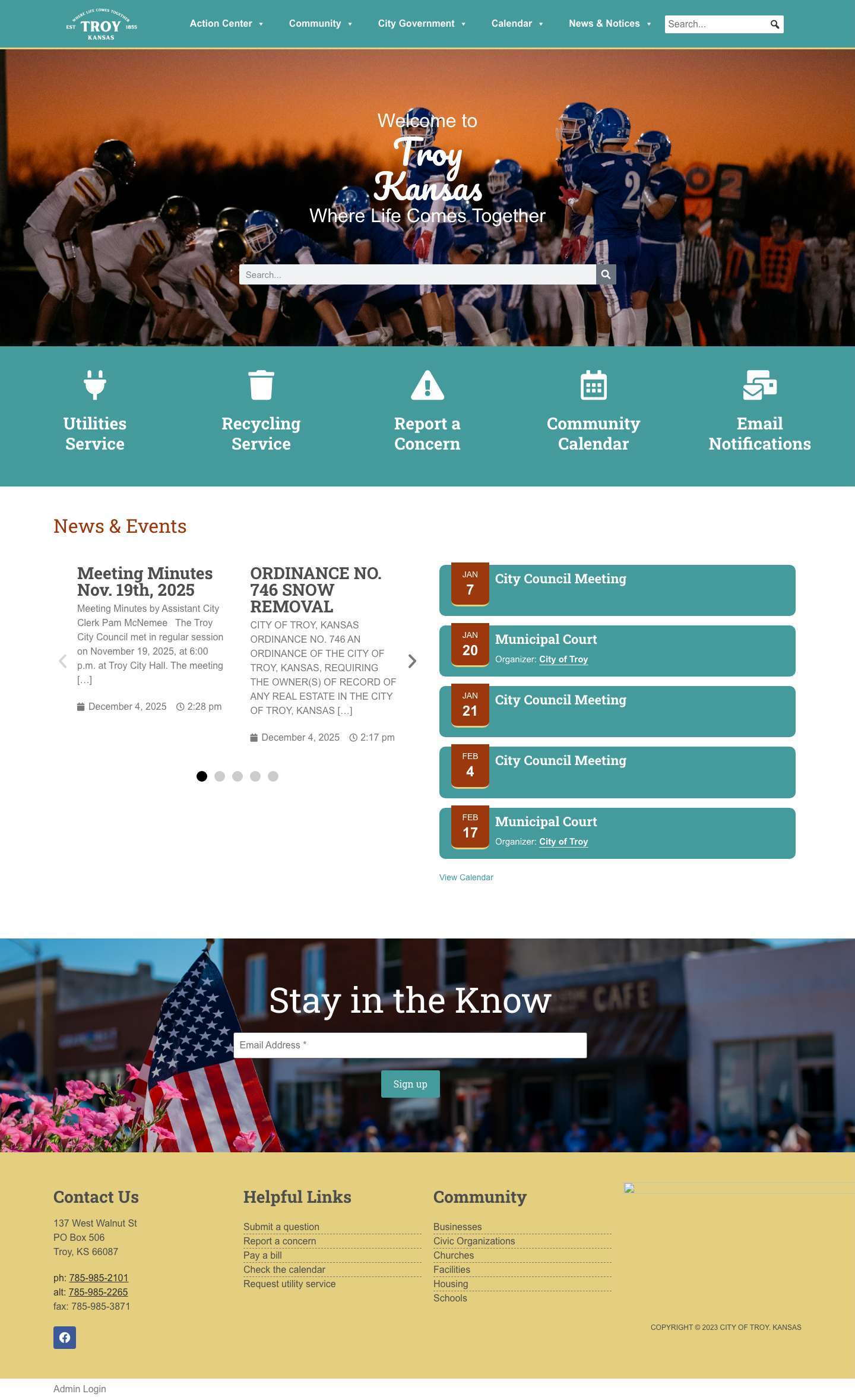 Home - City of Troy, Kansas - Full Screenshot