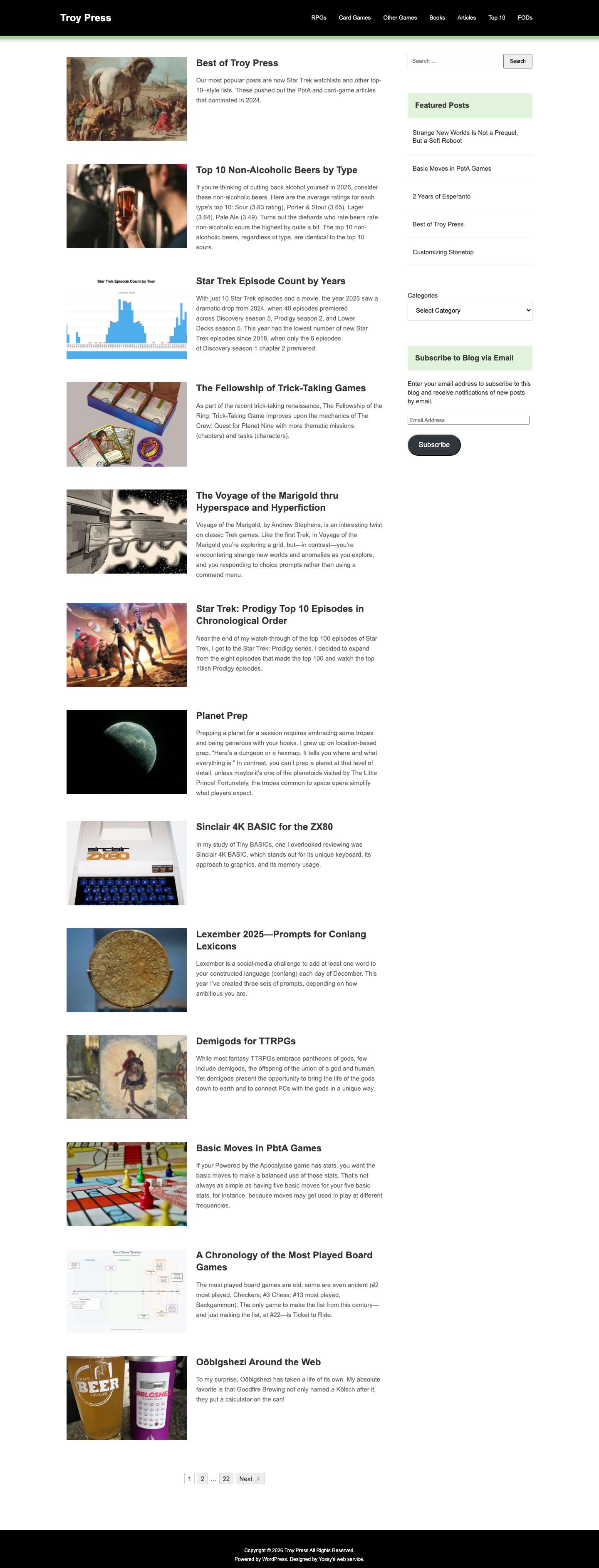 Troy Press – Free RPGs & Print-and-Play Card & Board Games - Full Screenshot