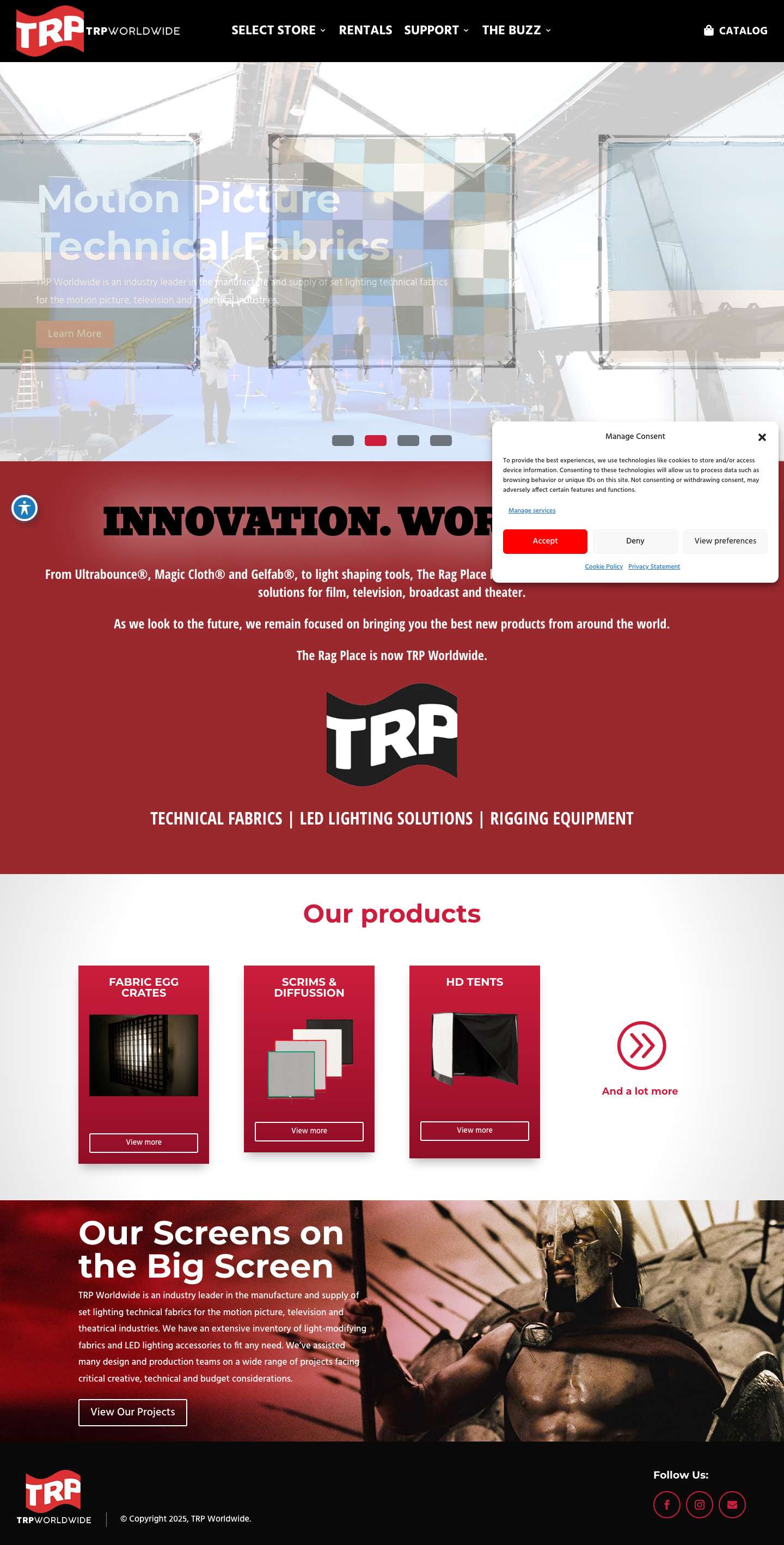 Motion Picture Technical Fabrics & LED Lighting Accessories - Full Screenshot