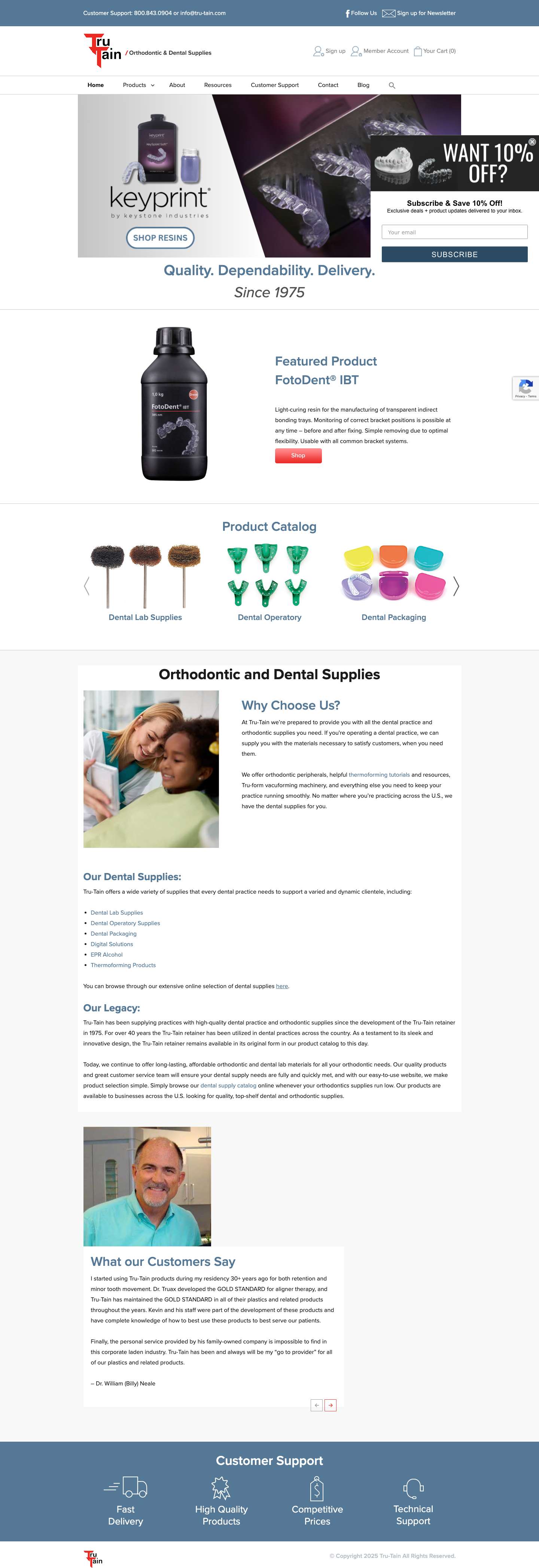 Tru-Tain Incorporated – Orthodontic Aligner and Retainer Materials - Full Screenshot