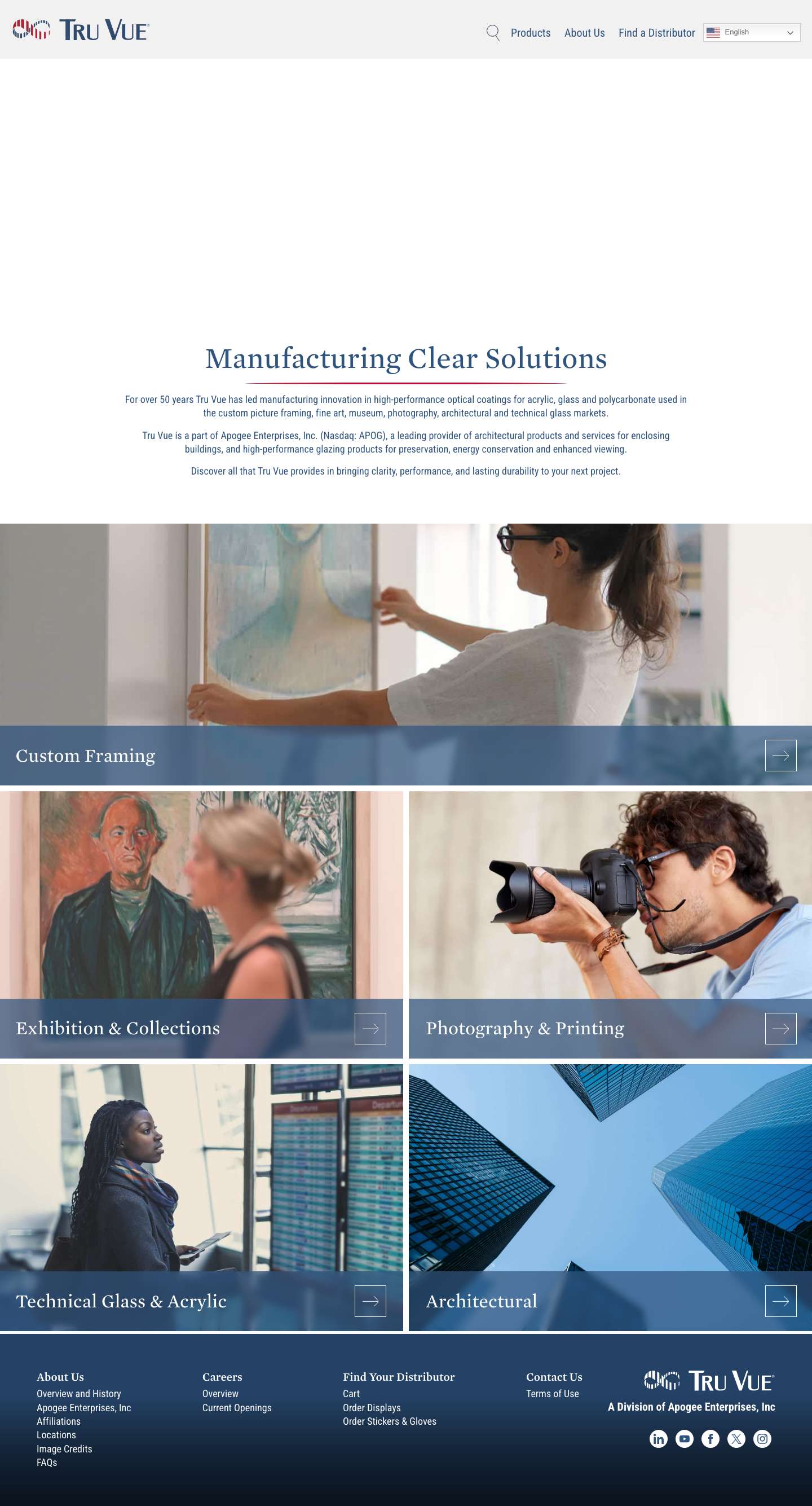 Tru Vue, Inc.: Glass and Acrylic Glazing Solutions - Full Screenshot