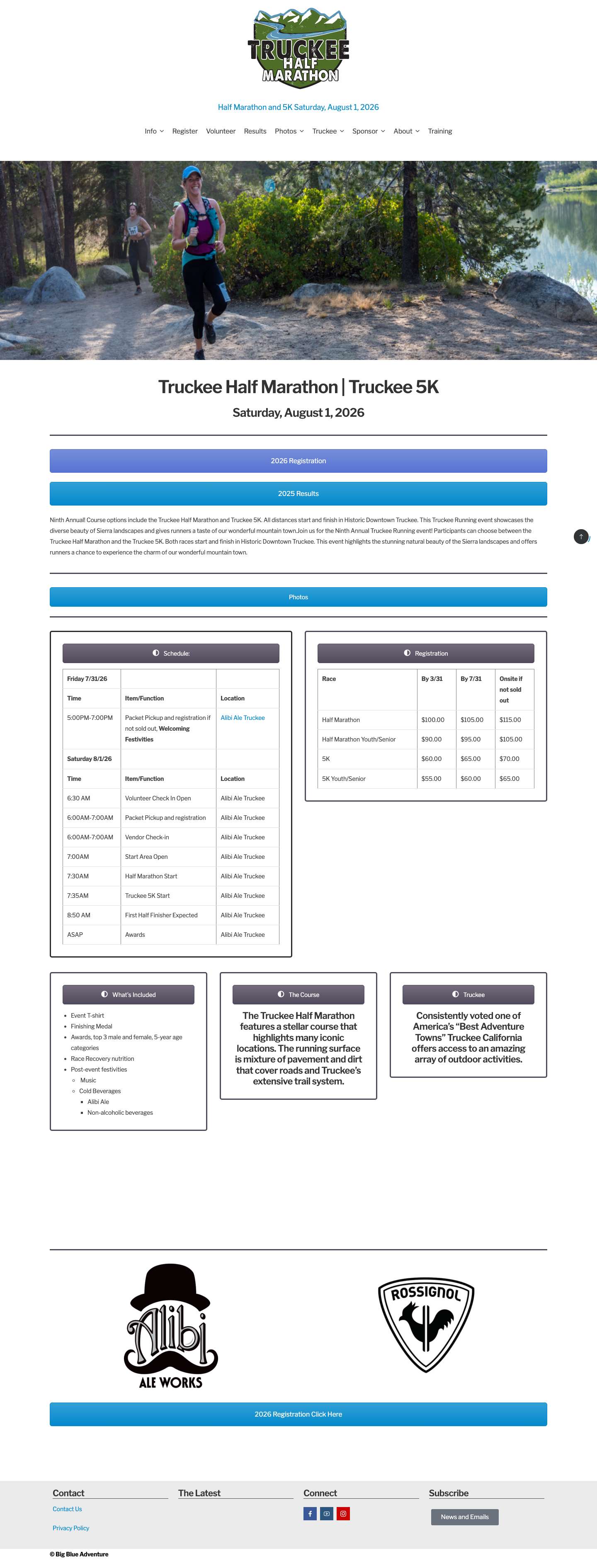 Home - Truckee Half Marathon - Full Screenshot