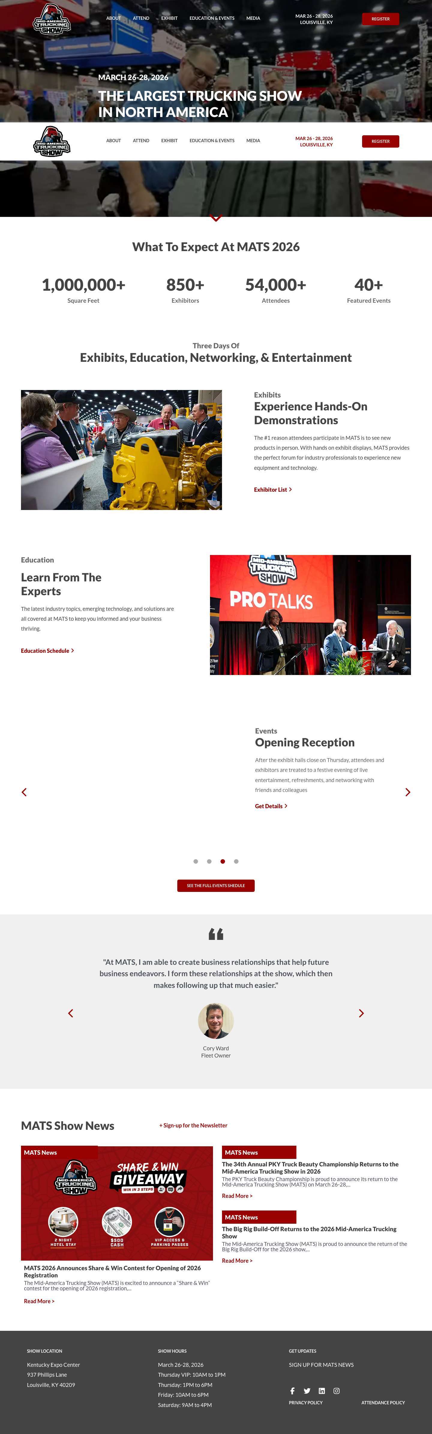 Mid-America Trucking Show - Exhibits, Education & Networking - Full Screenshot