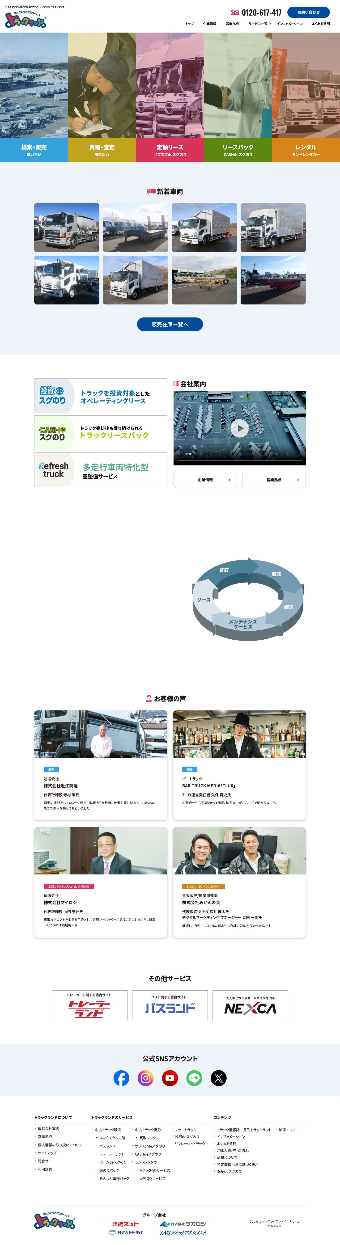 中古トラックの販売・買取・リース・レンタルならトラックランド - Full Screenshot