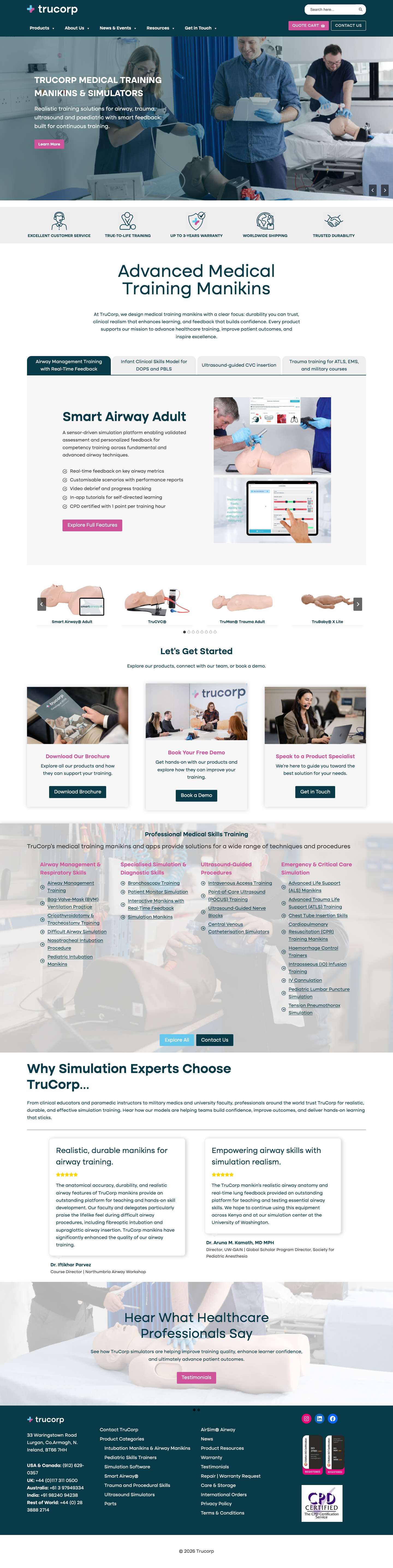 Medical Training Manikins & Simulation Solutions | TruCorp - Full Screenshot