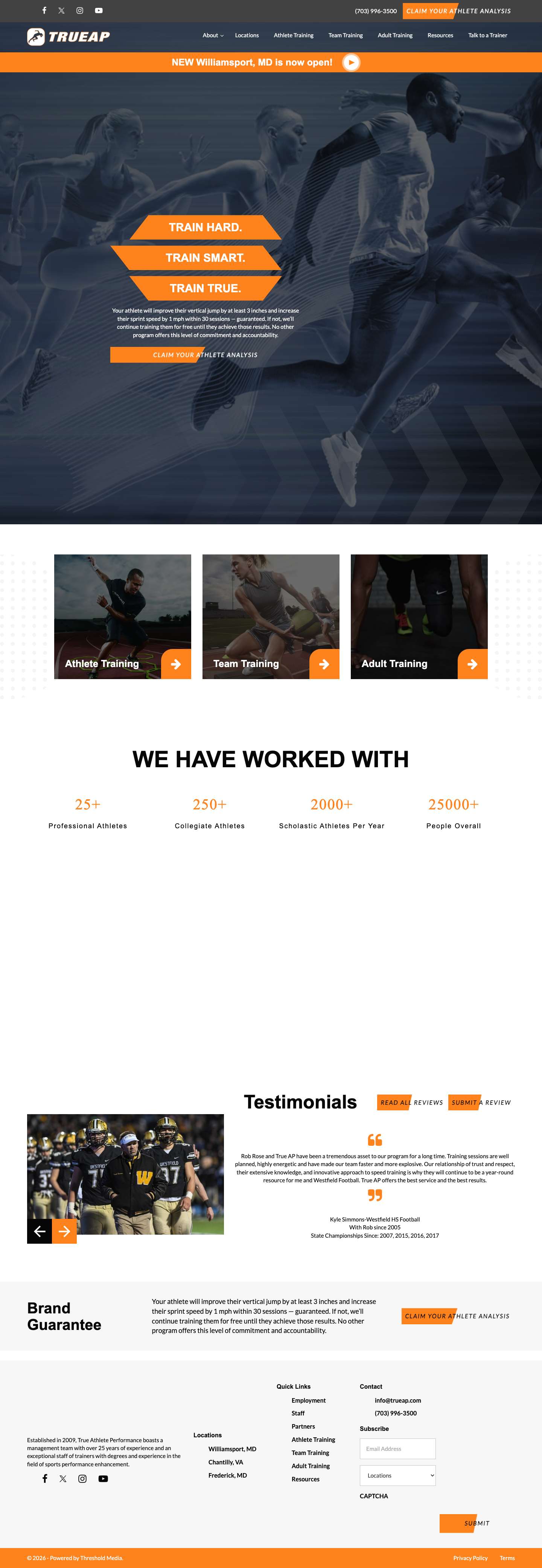 TrueAP | Athletic Performance | Northern Virginia & Maryland - Full Screenshot