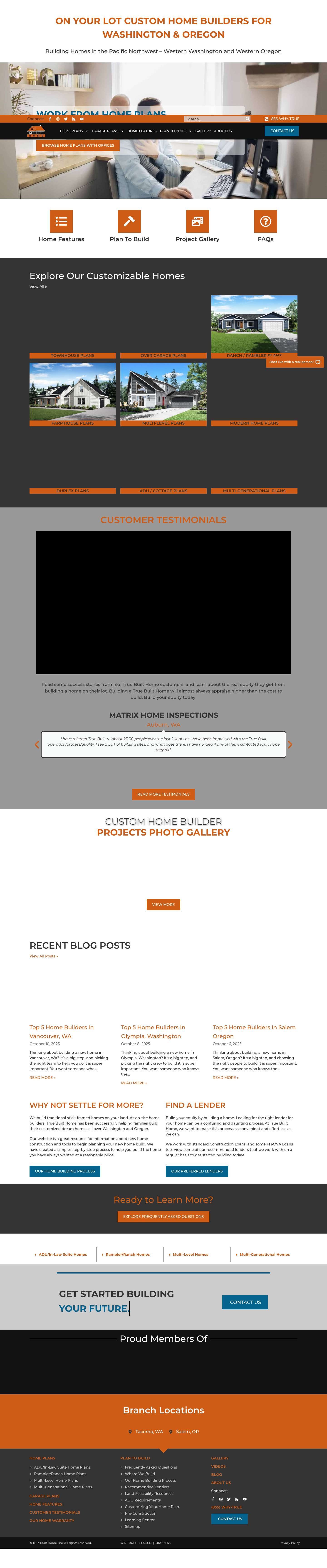 Custom Home Builder in Washington & Oregon - True Built Home - Full Screenshot