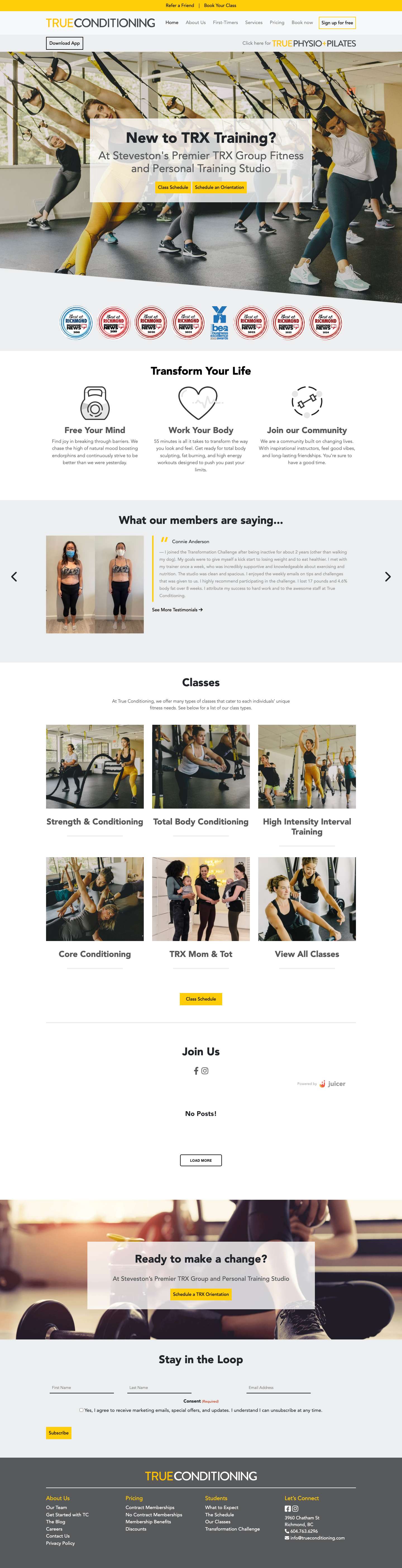 True Conditioning | Group Fitness & Personal Training Studio - Full Screenshot