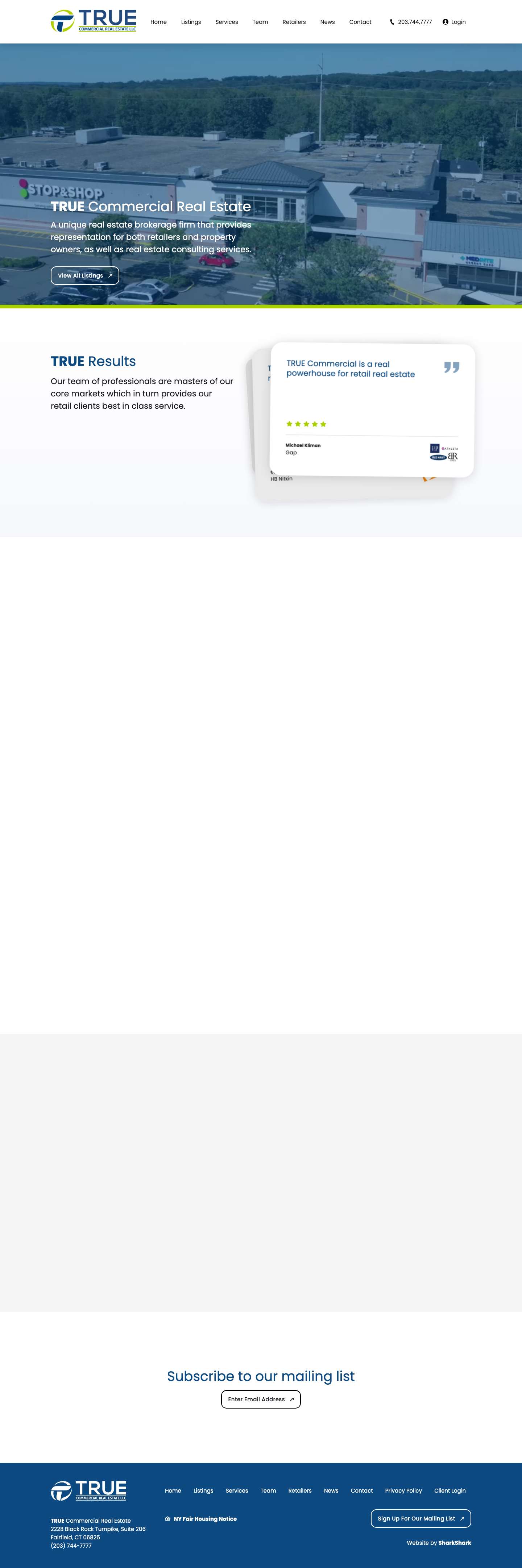 TRUE Commercial Real Estate. Brokerage Firm in CT - Full Screenshot