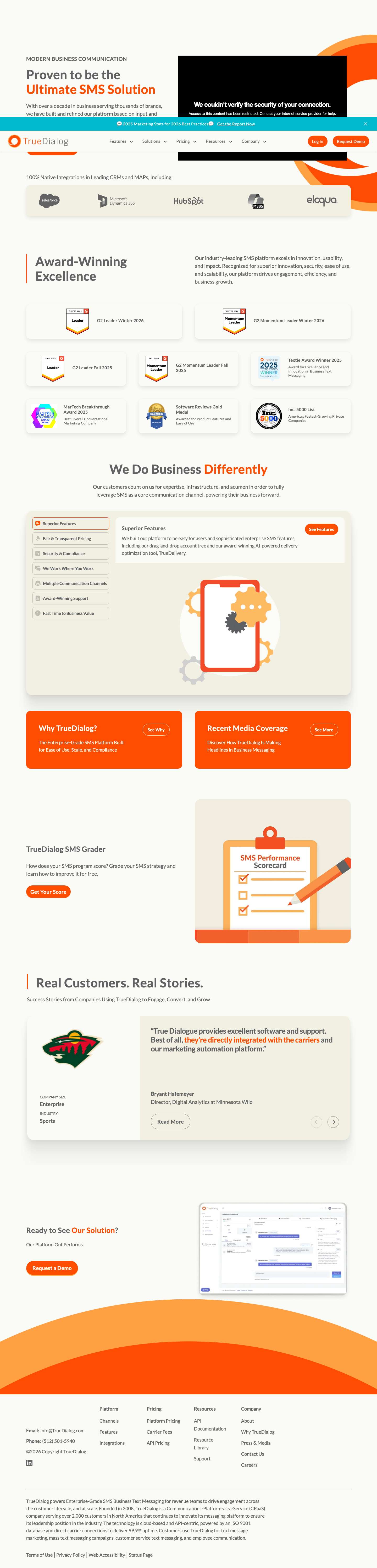 TrueDialog | Business Text Messaging Platform - Full Screenshot